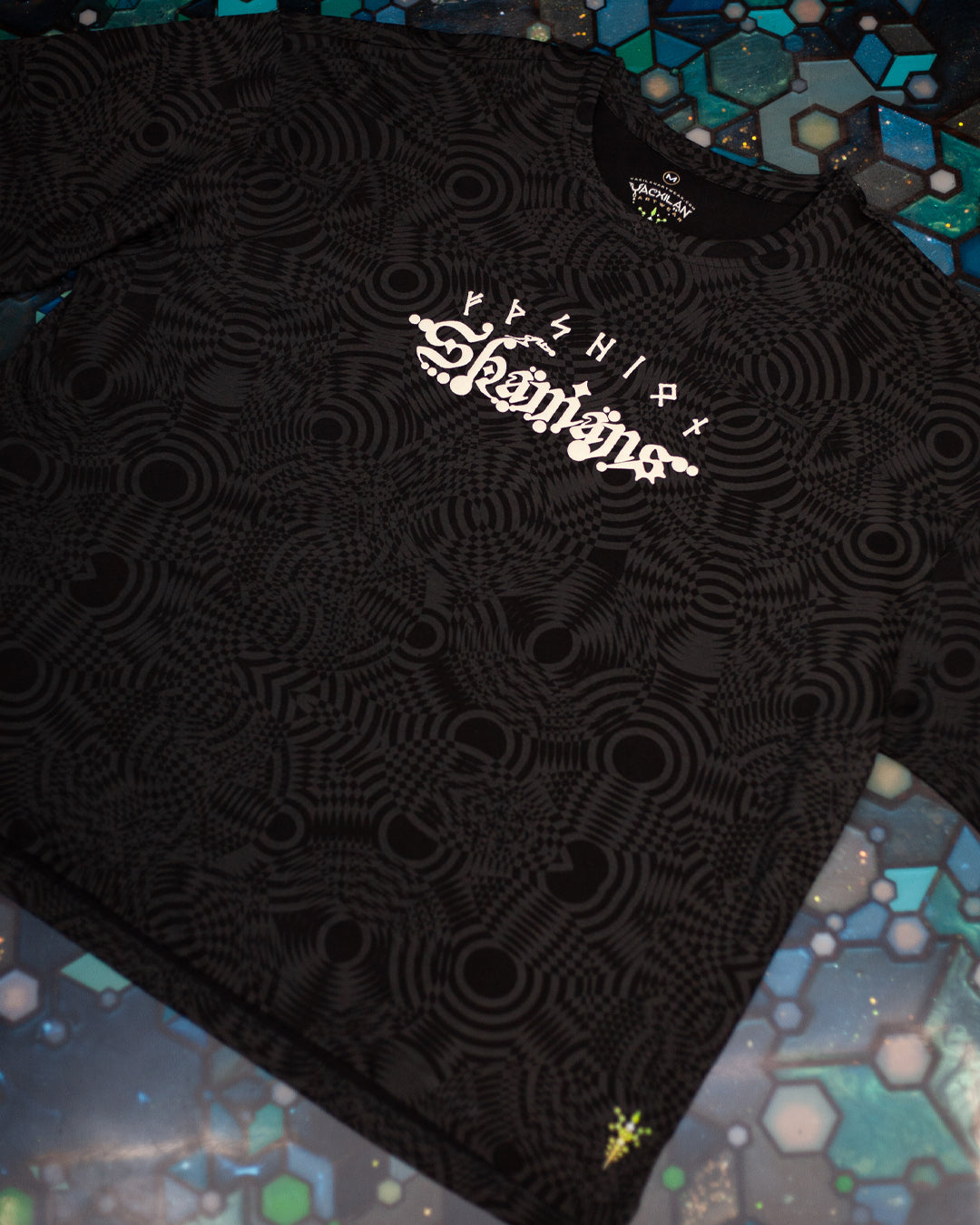 T-Shirt Oversized Men / Black Cotton Shinker - WIERD NOISES SHAMANS SMOKE White